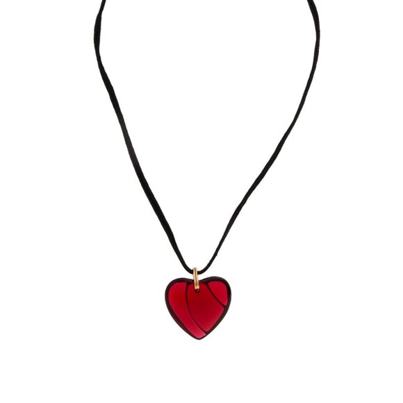 BACCARAT LARGE FRENCH CRYSTAL HEART PENDANT NECKLACE - Picture 4 of 7